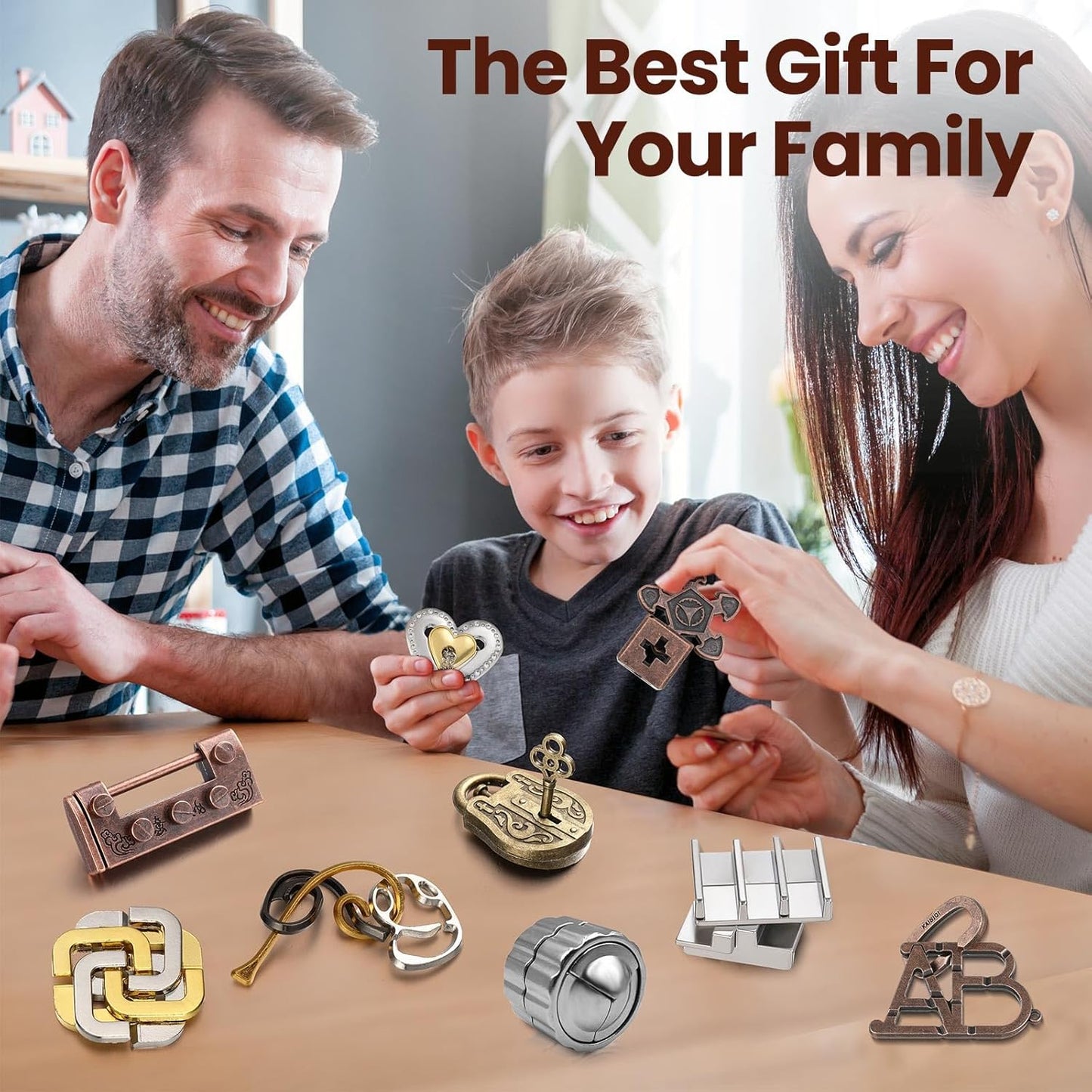 Wettarn 9 Pcs Metal Brain Teaser Puzzles Teaser 3D Steel Puzzle for Adults Unlock Interlocking Games IQ Education Smart Logic Test Toys for Adults Mind Challenge(Novelty Style)