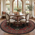 RELEANY Area Rugs Round 7ft Washable Non-Slip, Floral Vintage Distress Print by RELEANY