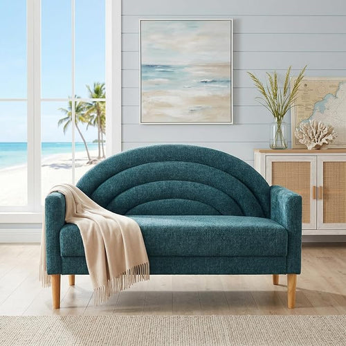 49" Small Loveseat Sofa for Small Spaces, Mid Century Modern Sofa, Linen by QNZK