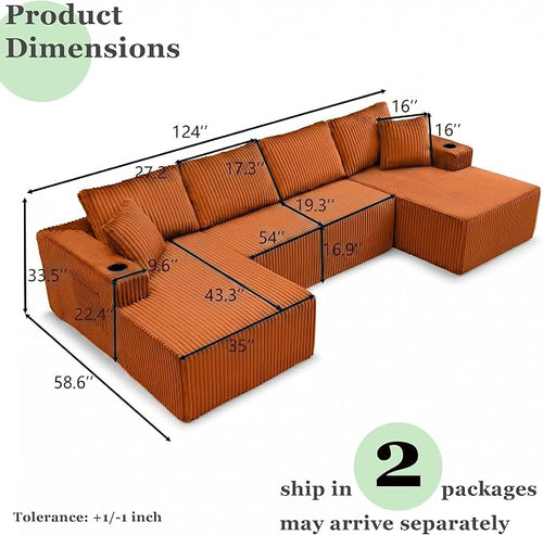 124" Oversized Sectional Couches - Image 2