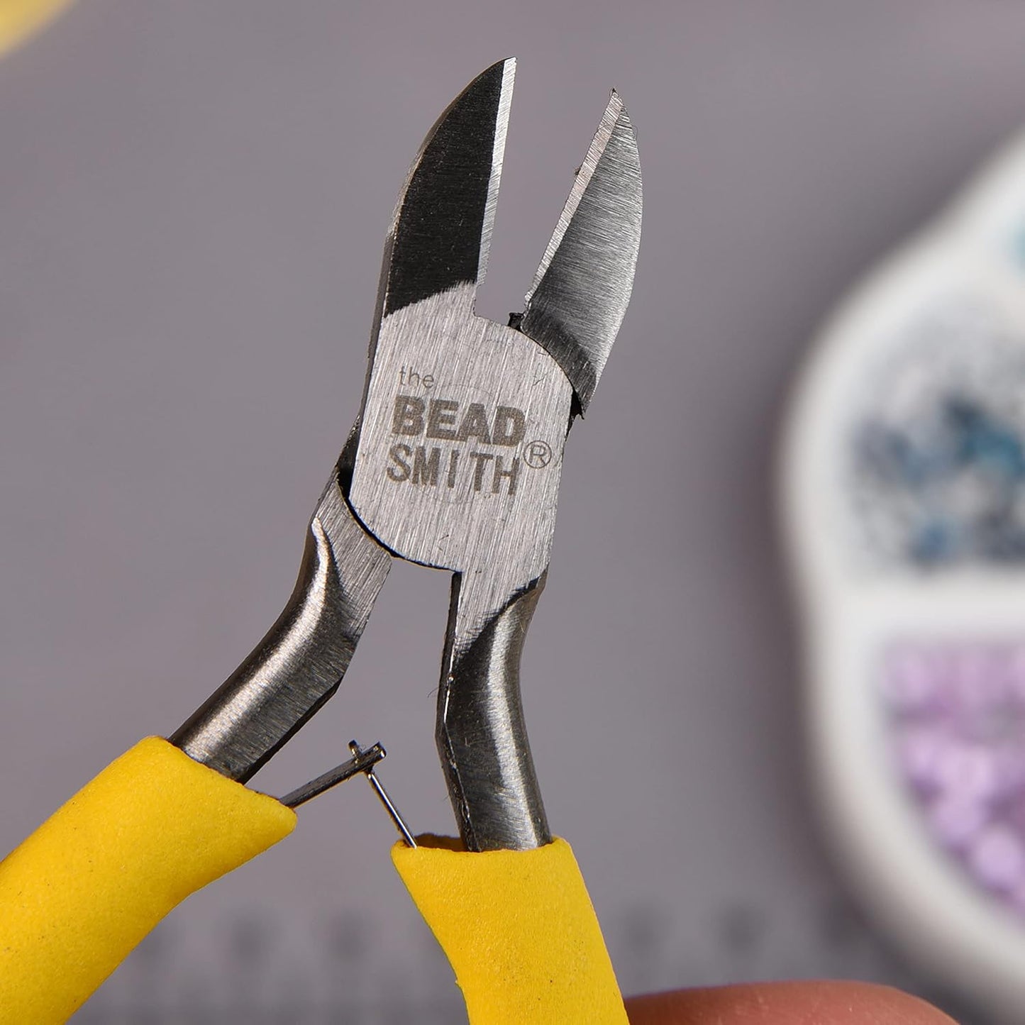 The Beadsmith Color-ID Side Cutter – 5 inches (127mm) – Yellow Comfort Grip Handle – Polished Steel Head and Double-Leaf Spring - Tool for Jewelry Making