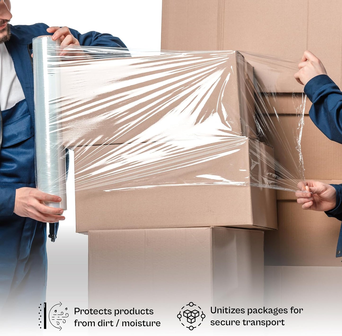 PSBM High Performance Pallet Stretch Wrap, 4 Pack Plastic Moving Wrap in 18 Inch x 1500 Feet, 47 Gauge, Clear Packing wrap for moving, Ideal for Furniture Wrapping for moving purposes