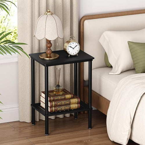 2 Tier Small Side Table, Bedside Table, Narrow Entryway Table, Bamboo End Table by Atoping