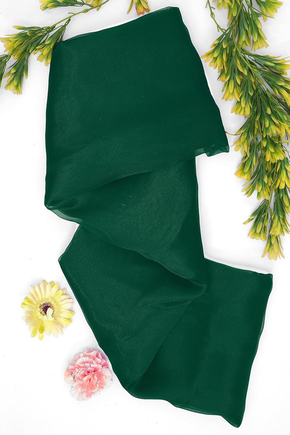 Organza Fabric 5 Yard Bridal Solid Sheer Organza Fabric Bolt for Wedding Dress, Fashion, Crafts, Decorations Silky Shiny Organza 44" - (5 Yard, Hunter Green)