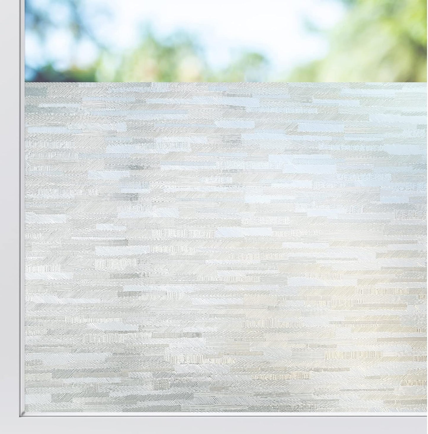 rabbitgoo Window Privacy Film, No Glue Frosted Glass Film, Static Cling UV Blocking Non Adhesive Reusable Heat Control Window Vinyl Clings for Home, Office, Frosted Silk, 11.8 x 78.7 Inches