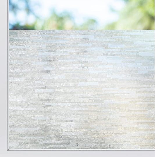 rabbitgoo Window Privacy Film, No Glue Frosted Glass Film, Static Cling UV Blocking Non Adhesive Reusable Heat Control Window Vinyl Clings for Home, Office, Frosted Silk, 17.5 x 157.4 Inches