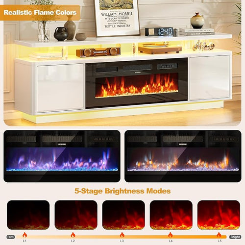 70" Fireplace TV Stand with Double LED Lights - Image 2