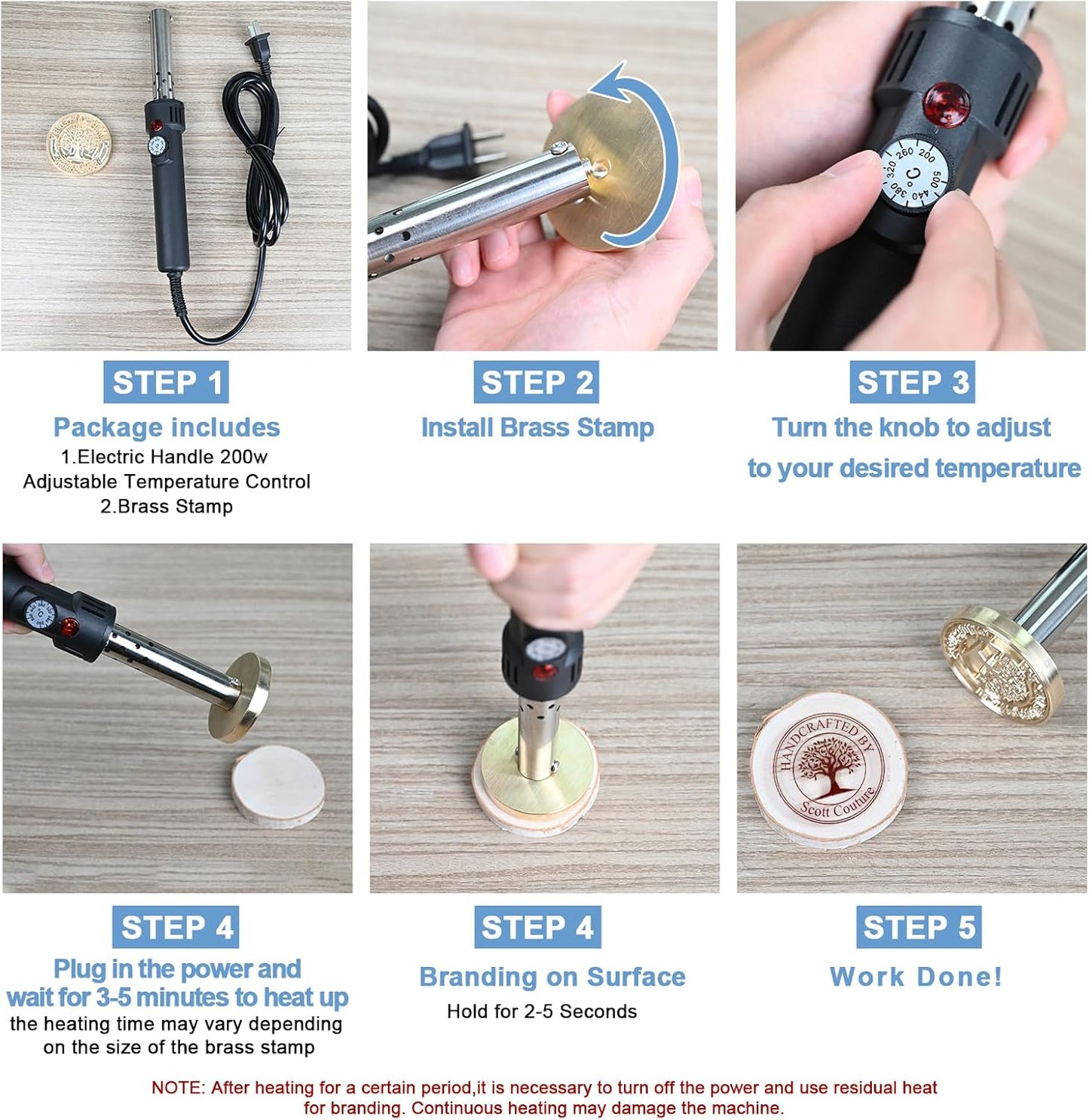 Custom Electric Branding Iron for Wood, Adjustable Temperature Wood Branding irons Personalized Wood Burning Letter Stamp for Leather Woodworking Tool, Handcraft & Wedding Gifts(2.5Inches)