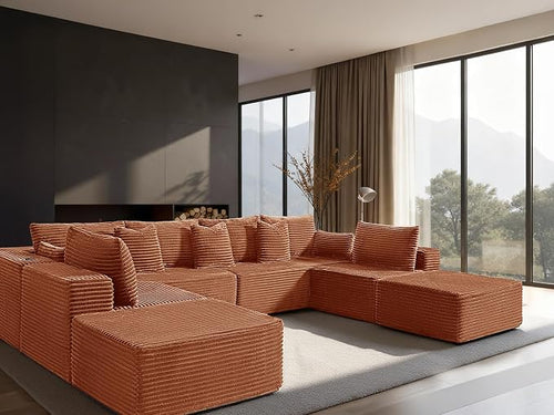 138" Cloud Sectional Couch, Comfort U Shaped Sofa by VYUXWO