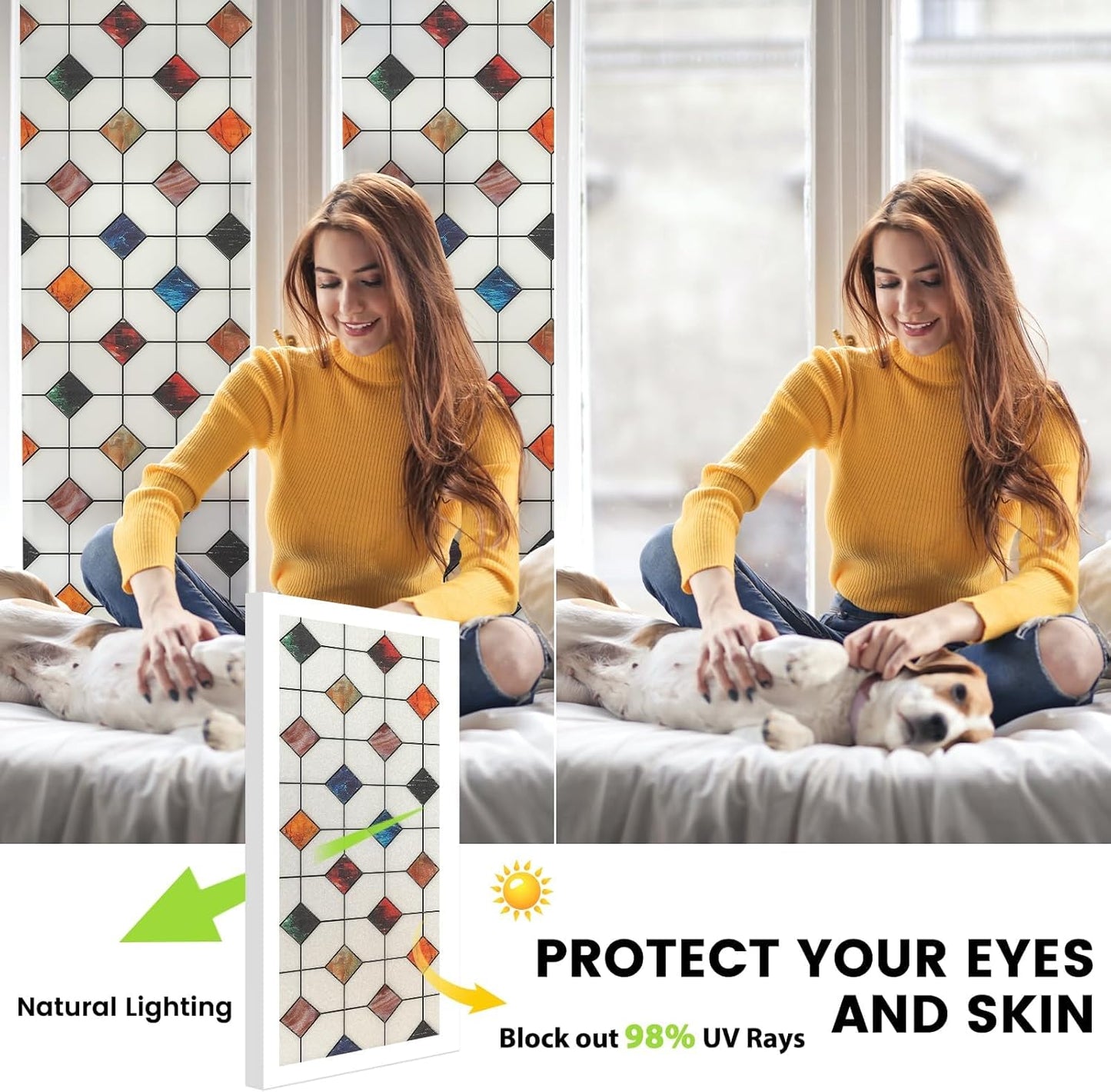 DKTIE Window Privacy Film Frosted Glass Static Cling UV Sun Blocking Heat Control Window Tint Day and Night Insulation Home Bathroom Door Decorative (S533, 23.6in X 78.7in)
