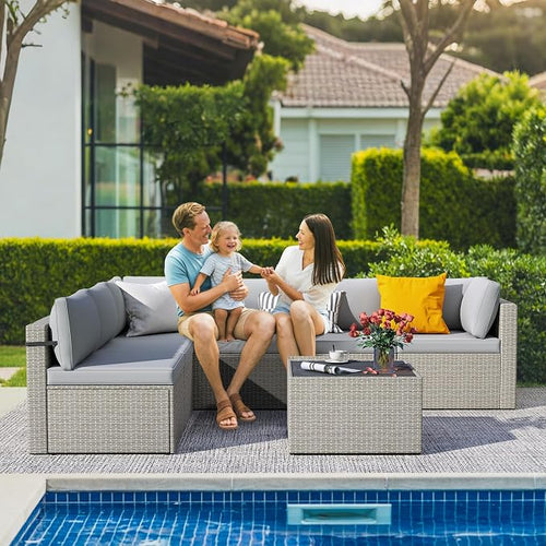 7-Piece Outdoor Sectional Sofa Set, Weather-Resistant Patio Furniture Set - Image 2