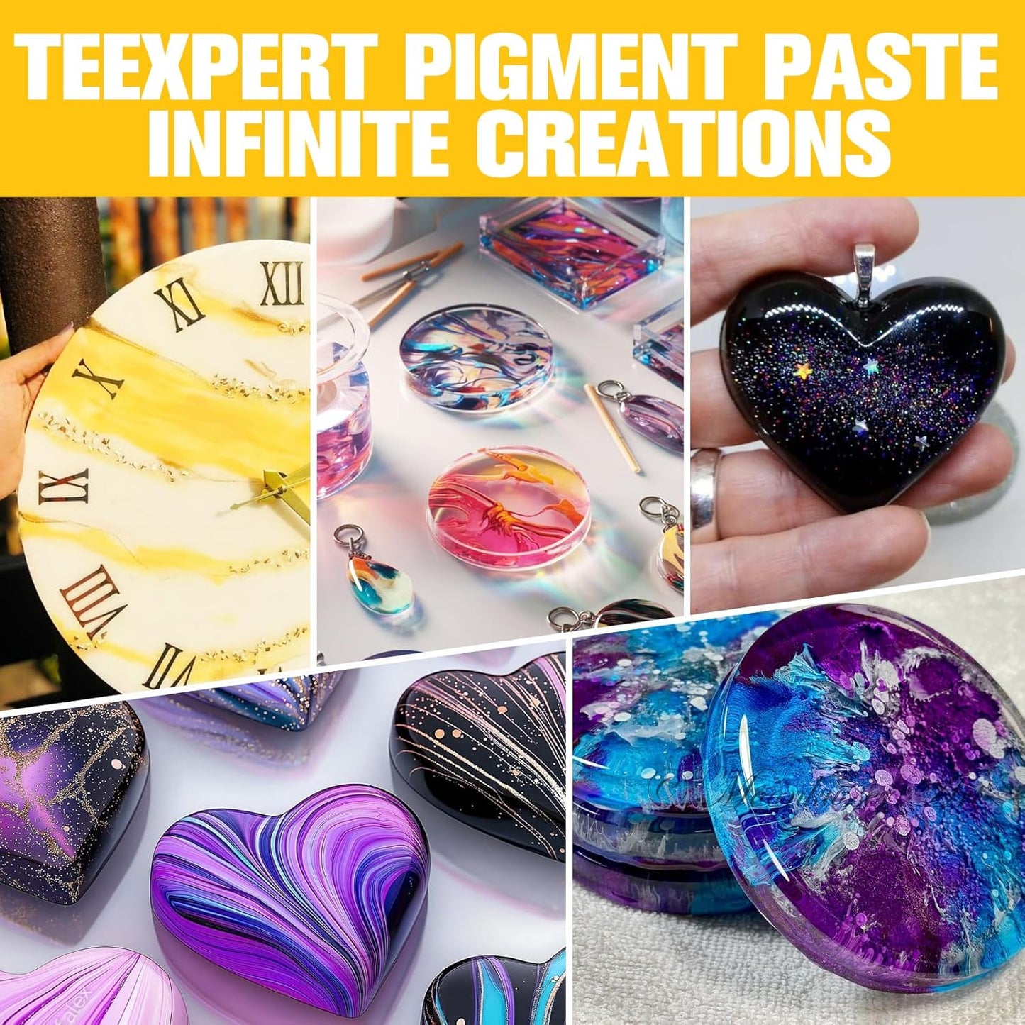 Teexpert Pigment Paste for Epoxy Resin: 3.38oz/100ml Ultra Highly Concentrated & Easy to Mix Black & White Colors Opaque Liquid Epoxica Dye Set for Resin Art River Table