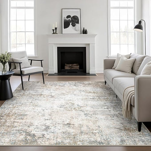 4x4 Area Rug Living Room Rug: Washable Modern Abstract Soft Thin Rug Indoor by FXRHLP