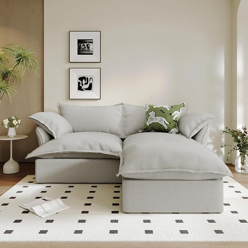 2 Seat with Ottoman L Shape Modular Sectional Couch Sofa by Gtilzria