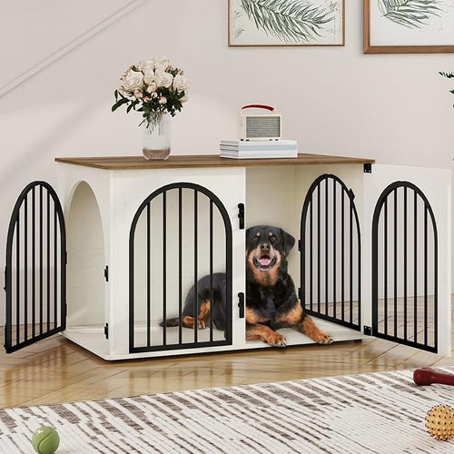39.4" Wooden Dog Crate Furniture, Indoor Dog Kennel Dogs Cage by Hzuaneri