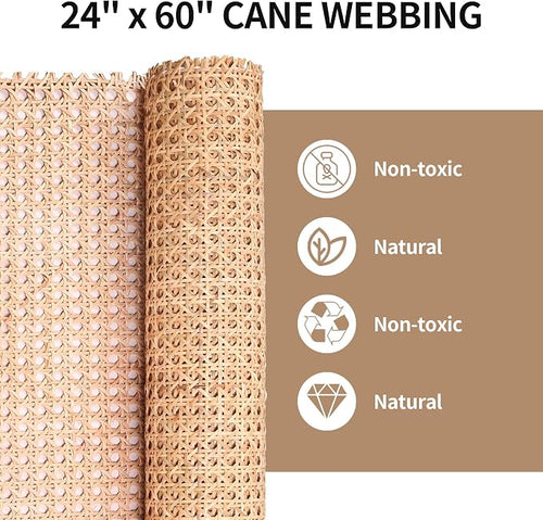 24" Width Natural Cane Webbing 5Feet, Rattan Webbing Roll - Image 2