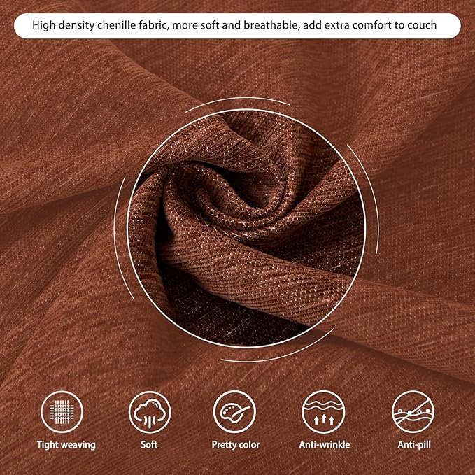 DREAMINGO Sofa Covers for 3 Cushion Couch Chenille Couch Cover Blanket - Image 4