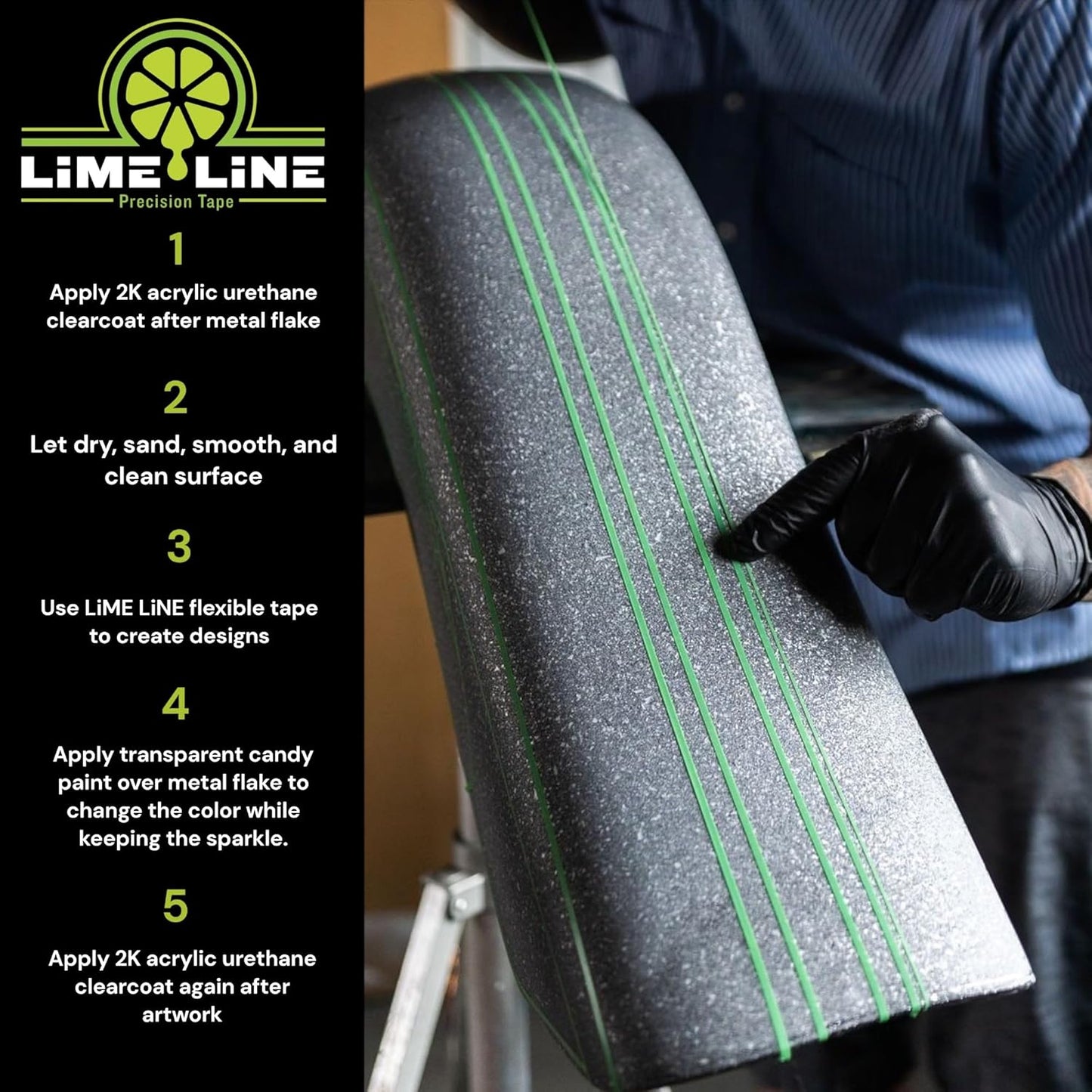 LiME LiNE Sprayable Metal Flake Paint Additive: Solvent Resistant Glitter for Automotive Custom Painting (Brandywine)