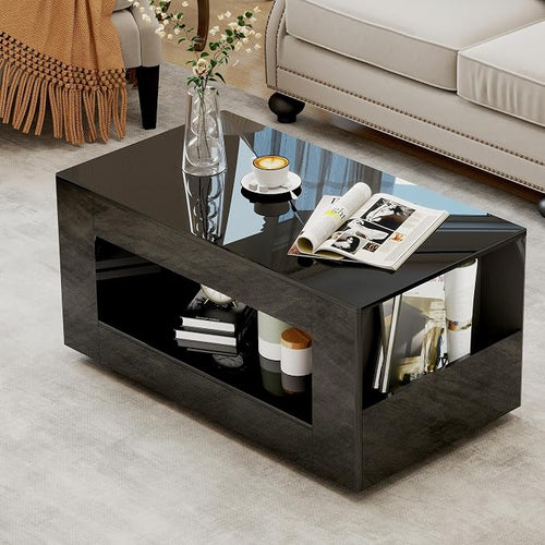 39" High Gloss Wood Coffee Table by Unknown