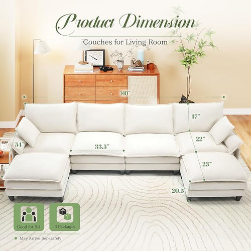 140" Cloud Couch, Modular Sectional Sofa - Image 2
