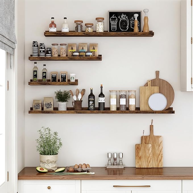 Floating Shelves for Wall, 48 inch Wood Floating Shelves Set of 2, Picture - Image 3