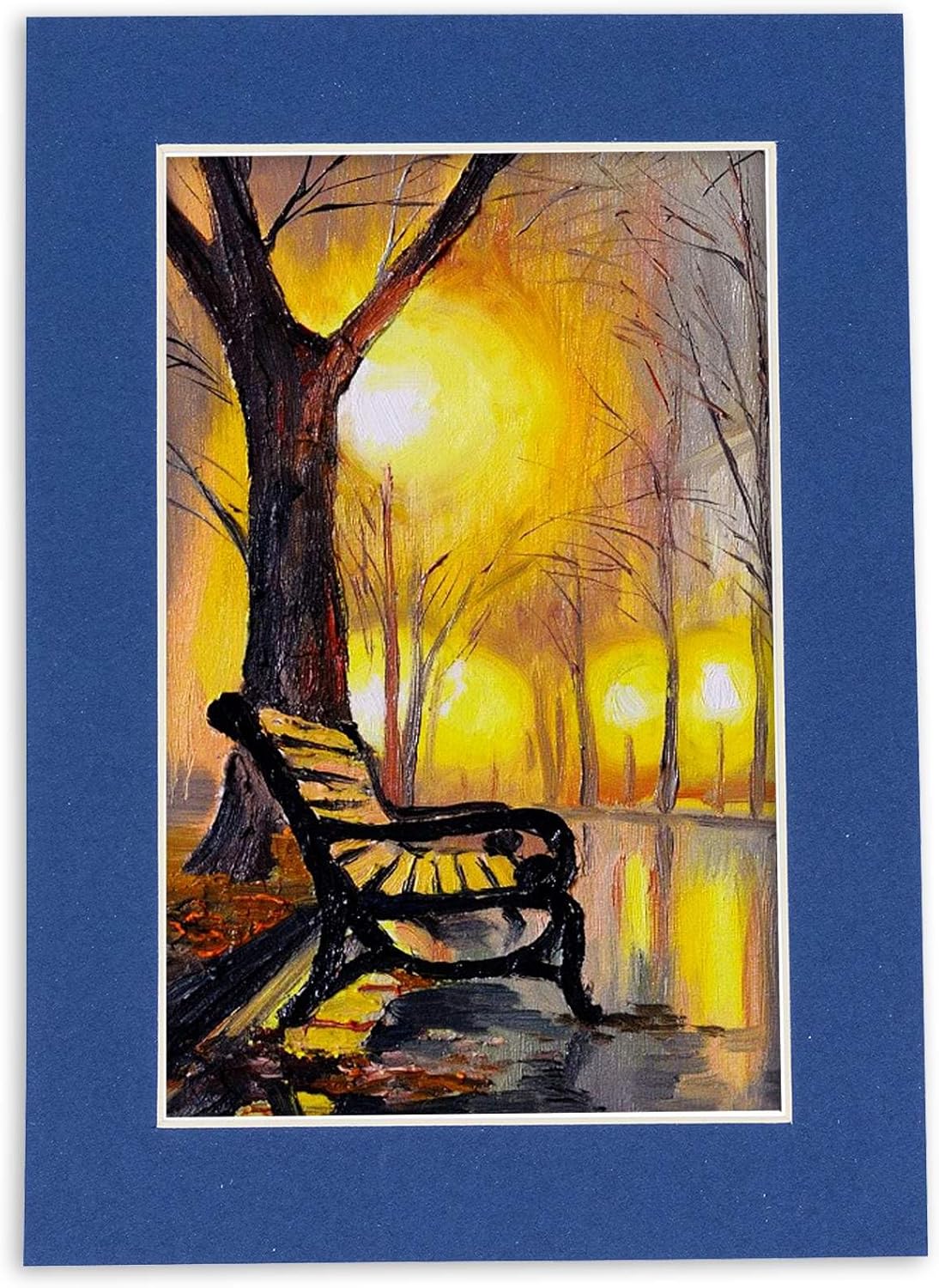 8.5x11 Mat Bevel Cut for 7x9 Photos - Acid Free Bottle Blue Precut Matboard With Backing Board and Crystal Clear, Self Seal Photo Mat Bag - For Pictures, Photos, Framing - 4-ply Thickness