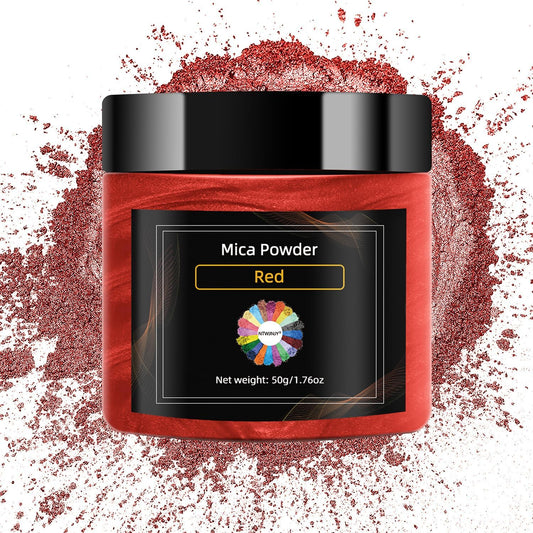 Red Mica Powder for Epoxy Resin，Natural Shimmer Mica Powder Used for Coloring car Spray Paint, Candles, soap, Eye Shadow, Lip Gloss, Nail Polish(50g/1.7oz)
