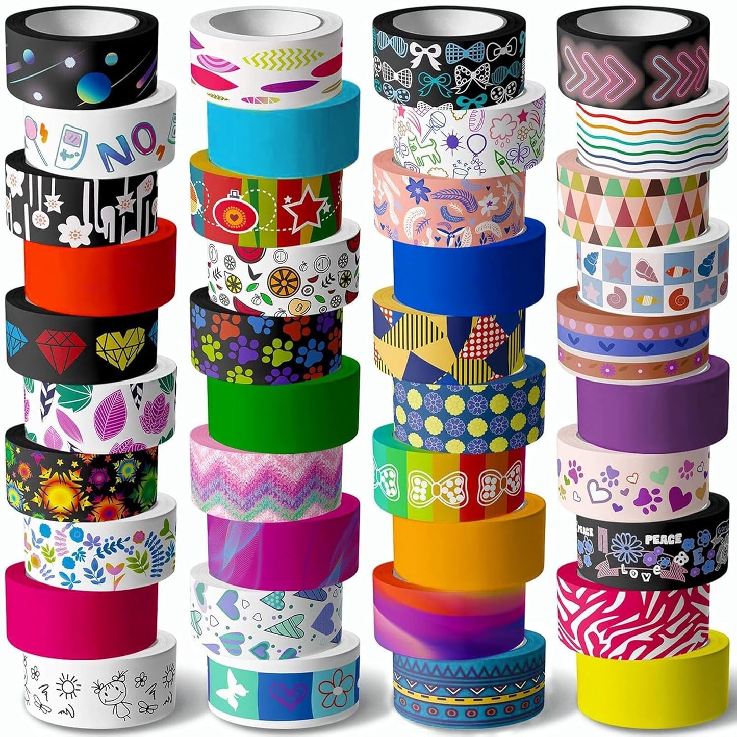 40 Rolls Washi Tape Set - 15 mm Wide Colored Masking Tape for Kids, Decorative Adhesive Tape for DIY Crafts, Gift Wrapping, Scrapbooking Supplies, Bullet Journals, Planners, Party Decorations