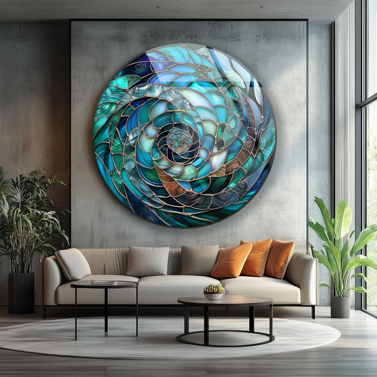 My Photostation.com 20''(50cm) Diameter Ocean Vortex Spiral Round Glass Wall Art Tempered Glass Printing Wall Decor Large Wall Art Wall Hangings
