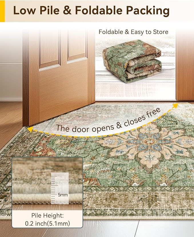 RELEANY Area Rugs 2'6"x8' Runner Rug Non Slip Washable - Image 7