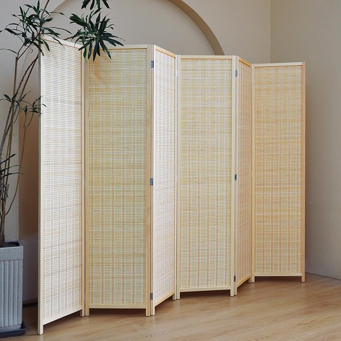Furnnylane 6 Panel Bamboo Room Divider – 5.6 ft Tall Folding Privacy Screen - Image 3