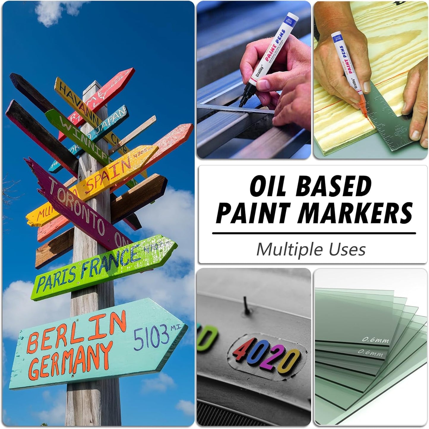 Purple Paint Markers, 12 Pack Oil-Based Waterproof Quick Dry Permanent Paint Pen Set for Rocks Painting, Wood, Fabric, Plastic, Canvas, Glass, Mugs, Metal, Tire, Stone, DIY Craft