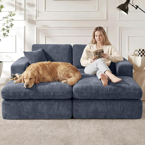 80.7" Oversized Double Chaise Lounge Chair Indoor, Cloud Boneless Sleeper Sofa - Image 2