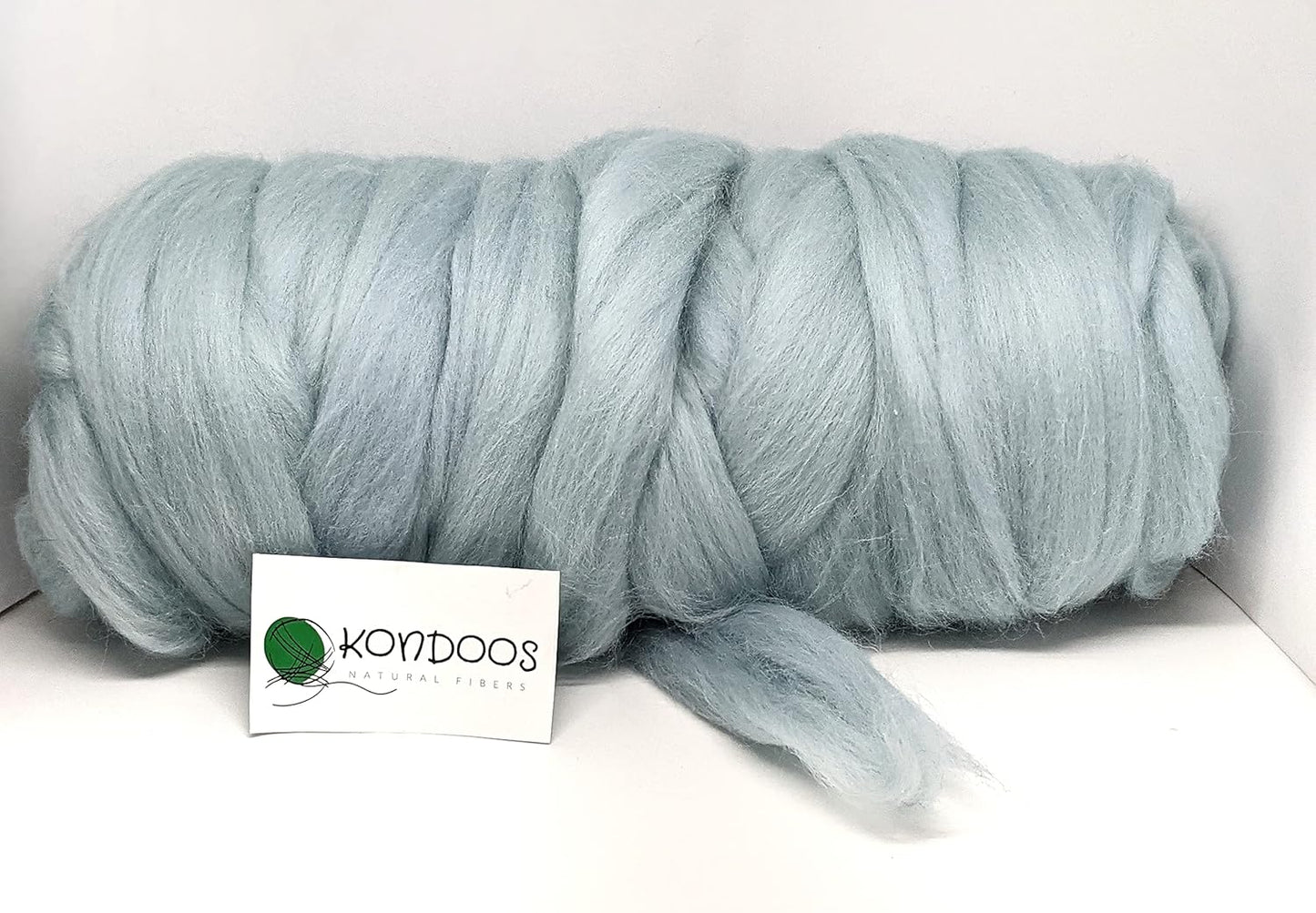 Kondoos Colored Natural Wool roving, 1 lb. Best Wool for Needle Felting, Wet Felting, handcrafts and Spinning. (Light Blue, 1 lb)