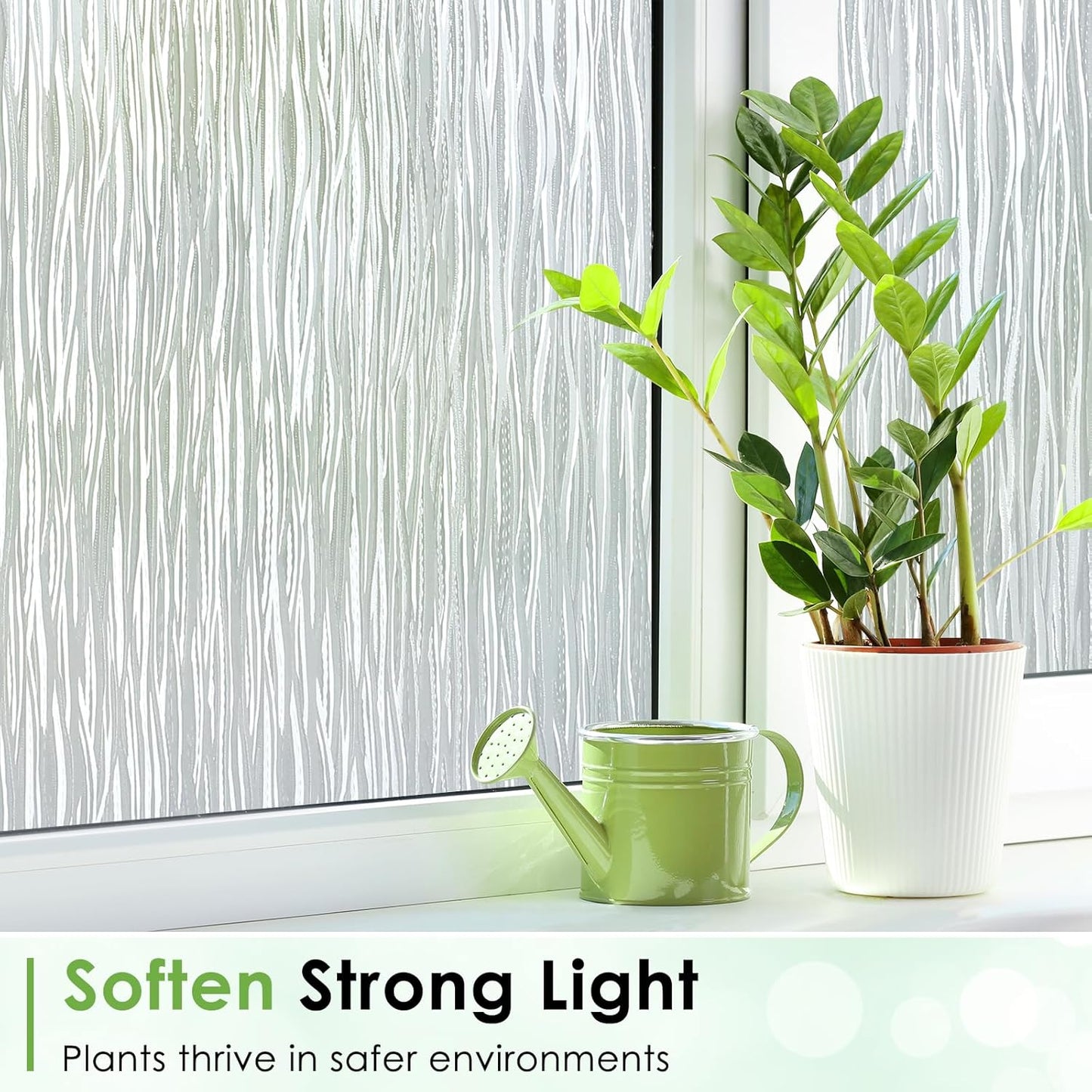 Homein Window Privacy Film, Frosted Glass Window Film Decorative, Non Adhesive Glass Clings, Static Cling Door Coverings, UV Blocking Privacy Sticker for Home, Pure Wave, 35.4 x 118.1 inches