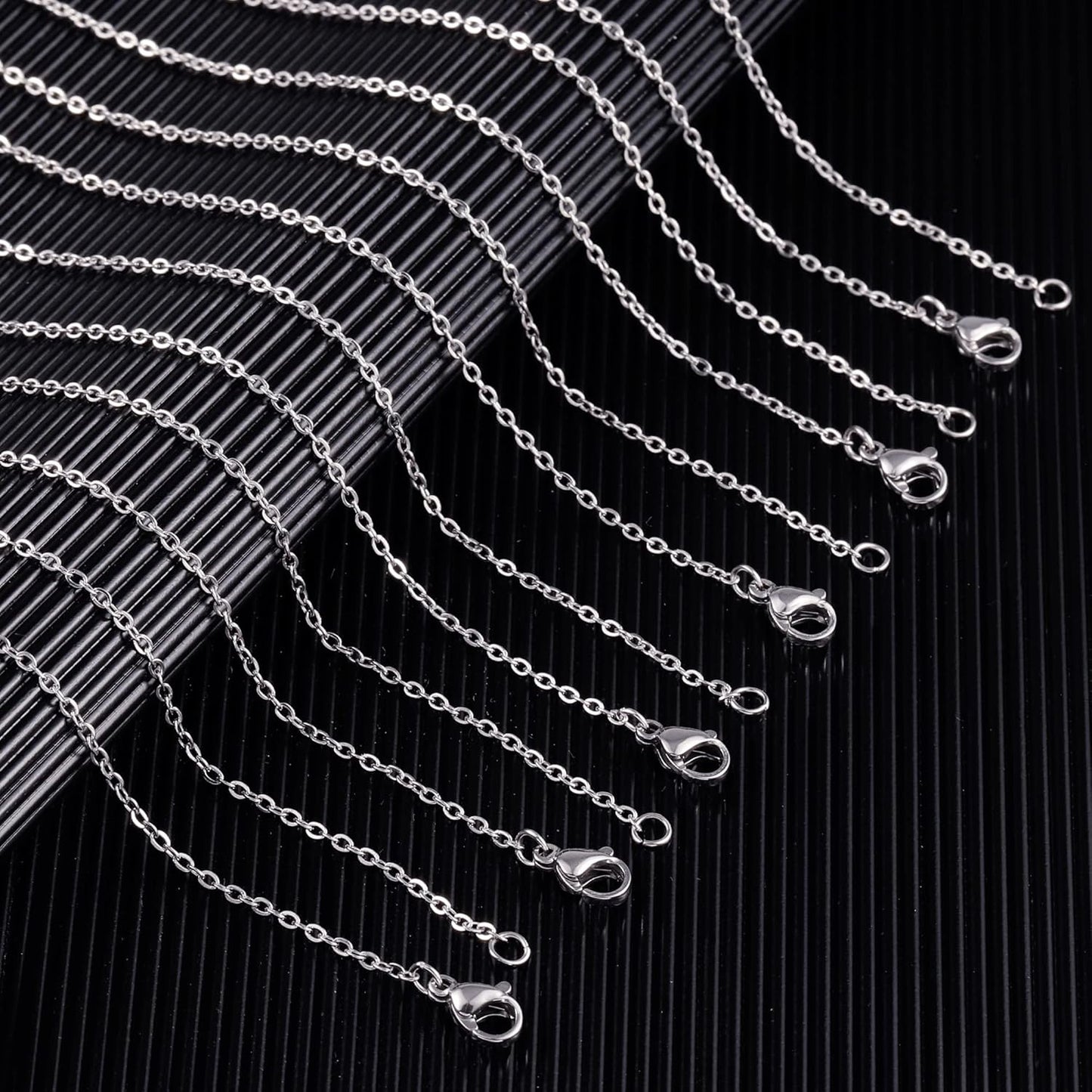 Wholesale 12 PCS Genuine Stainless Steel Cable Chain Necklace Chains Bulk for Jewelry Making (18 Inch(2MM))