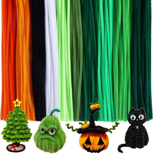 Pipe Cleaners Craft Supplies, Halloween Pipe Cleaners Bulk, 500 Pieces 12 Inch Fuzzy Chenille Stems Sticks Set for Festival Decorations Projects, Creative Arts and Crafts for Kids and Adults