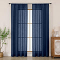 Chyhomenyc Navy Blue Semi Sheer Curtains 84 Inches Long 2 Panels Set, Light by Chyhomenyc