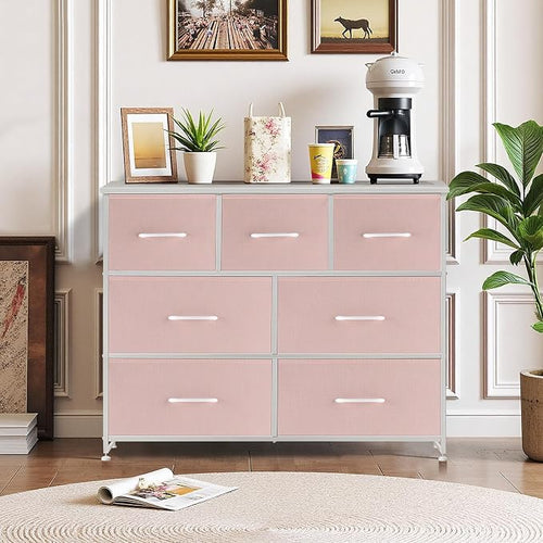 7-Drawer Dresser for Bedroom, Anti-Tip Wide Storage Organizer Fabric Chest of - Image 2