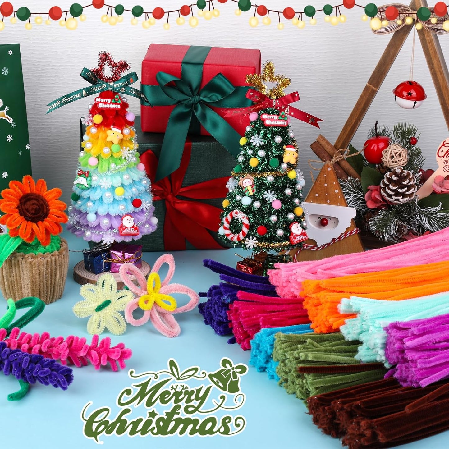 200PCS Pipe Cleaners, Green Pipe Cleaners Chenille Stem, Fuzzy Sticks Pipe Cleaners Craft Supplies for DIY Arts Crafts Project