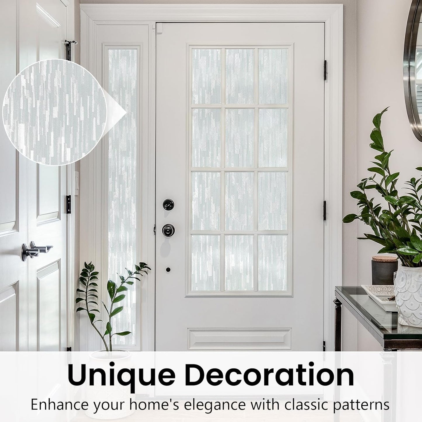 Haton Window Privacy Film, Frosted Glass Static Cling Sun Heat Blocking Window Clings, Frosting Opaque Coverings Stickers Tint for Home Office Door, Non Adhesive, White 17.5" x 78.7"