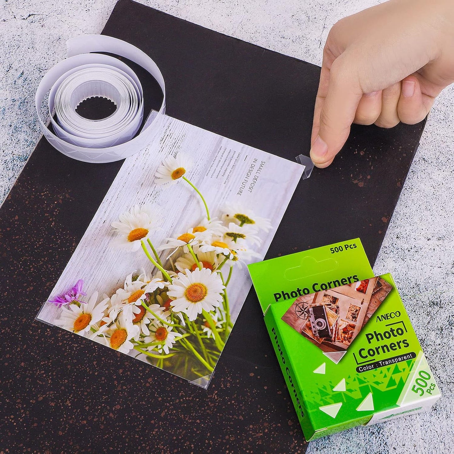 Aneco 2 Pack Transparent Photo Corners Clear Picture Mounting Corner Stickers for DIY Album, Scrapbook, Journal, 500 Pieces/Pack