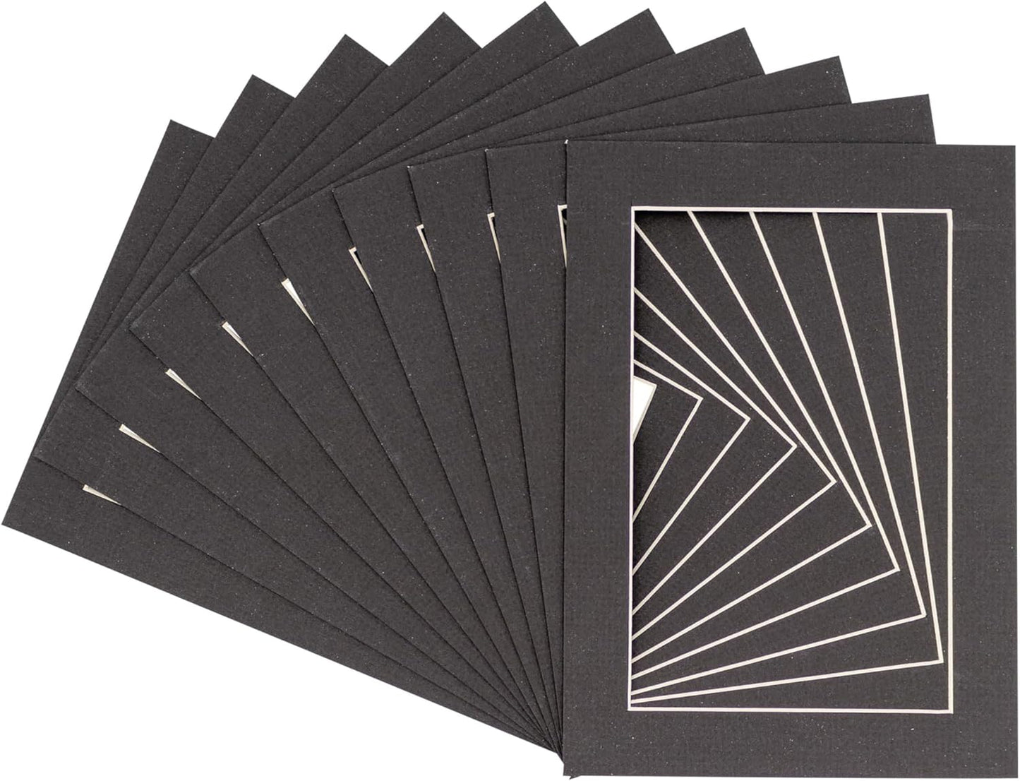 Pack of 25 Acid Free 8.5x11 Mats Bevel Cut for 7x9 Photos - Textured Black Precut Matboards With Backing Boards and Clear Photo Mat Bags For Pictures, Photos, Framing - 4-ply Thickness