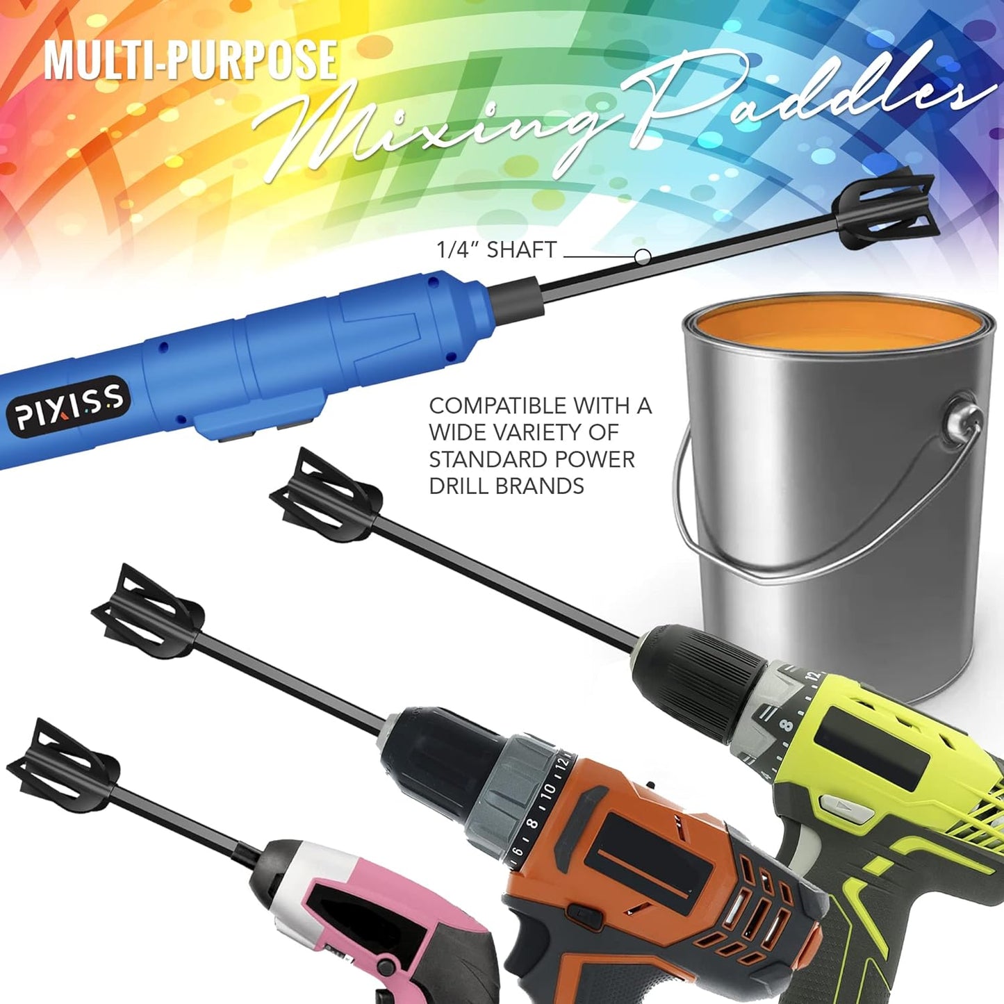 Resin Mixer Epoxy Mixer Paddles - 12 Plastic Pixiss Multipurpose Bidirectional Paint Stirrer for Drill Epoxy & Paint Mixer Drill Attachment - Paint Stirrers Epoxy Stirrer - Paint Mixer for Drill
