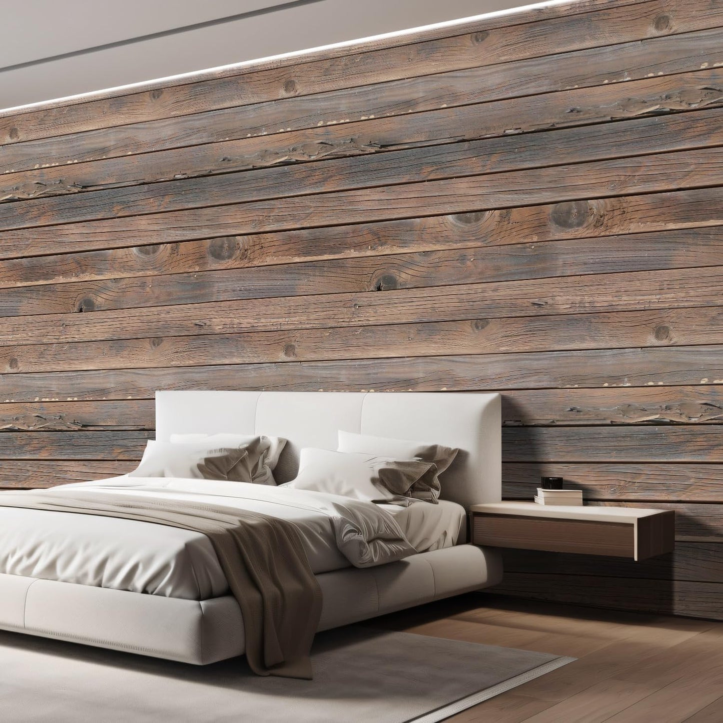 wall26 Horizontal Brown Vintage and Retro Wood Textured Paneling, Wall Mural, Removable Wallpaper, Home Decor - 108x168 inches