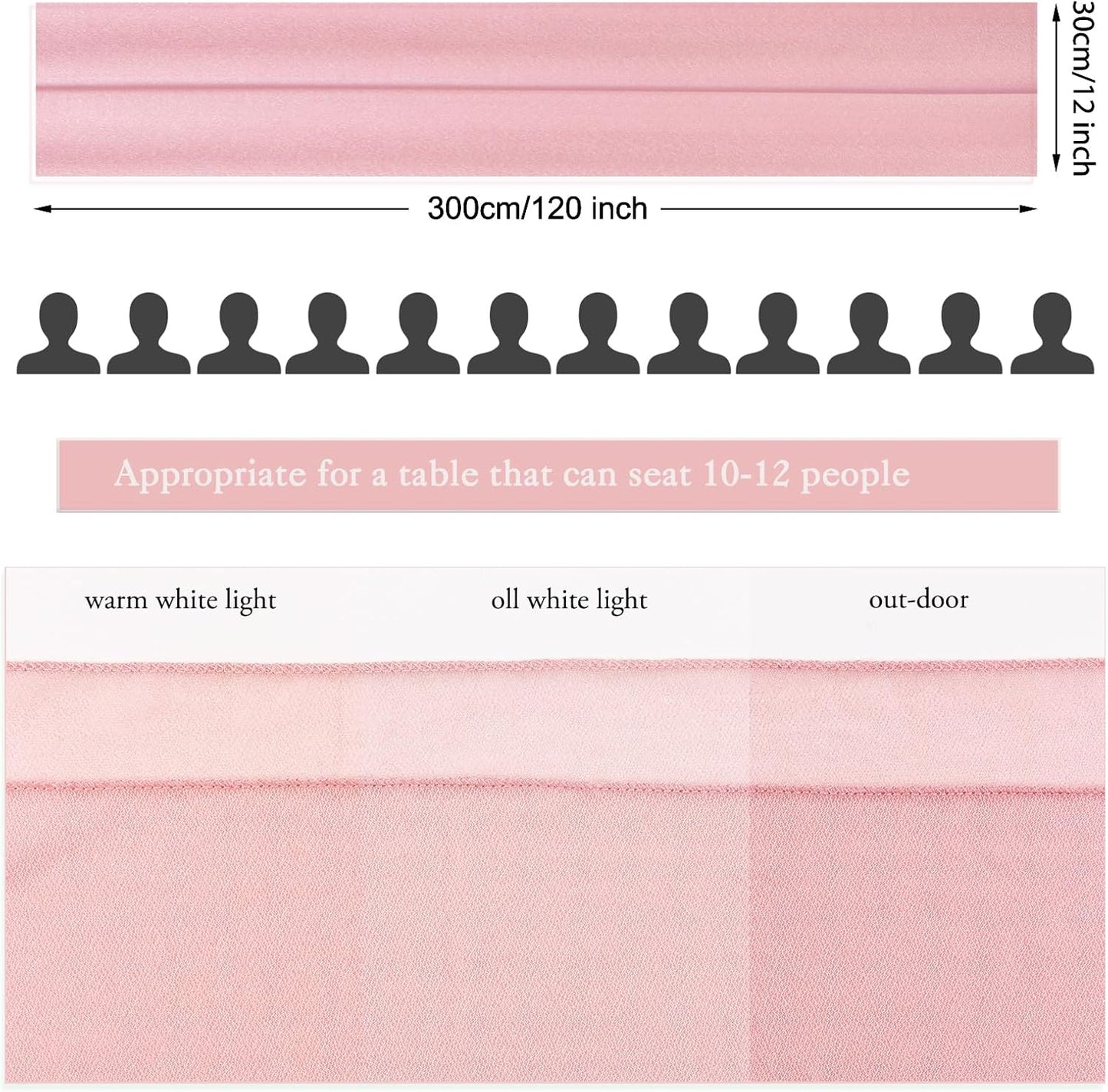 1 Pack Dusty Rose Chiffon Table Runner 12 x 120 Inches Sheer Table Runner Romantic Table Cloth for Wedding Decor 10ft Tulle Table Runner Table Decorations for Birthday Party