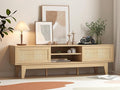 Boho TV Stand for 55 65 Inch TV, Rattan Entertainment Center by Xixini