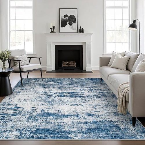 4x4 Area Rug Living Room Rug: Washable Modern Abstract Soft Thin Rug Indoor by FXRHLP