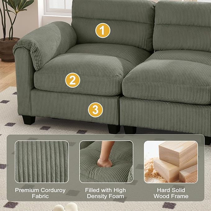 HAOMARKETS Corduroy Sofa Set, Upholstered Armchair - Image 4