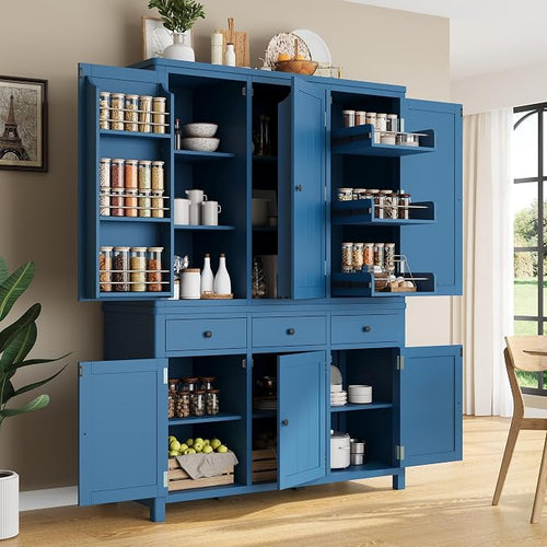 74.8''H High Freestanding Kitchen Pantry, Wooden Kitchen Organizers Cupboard by VilroCaz